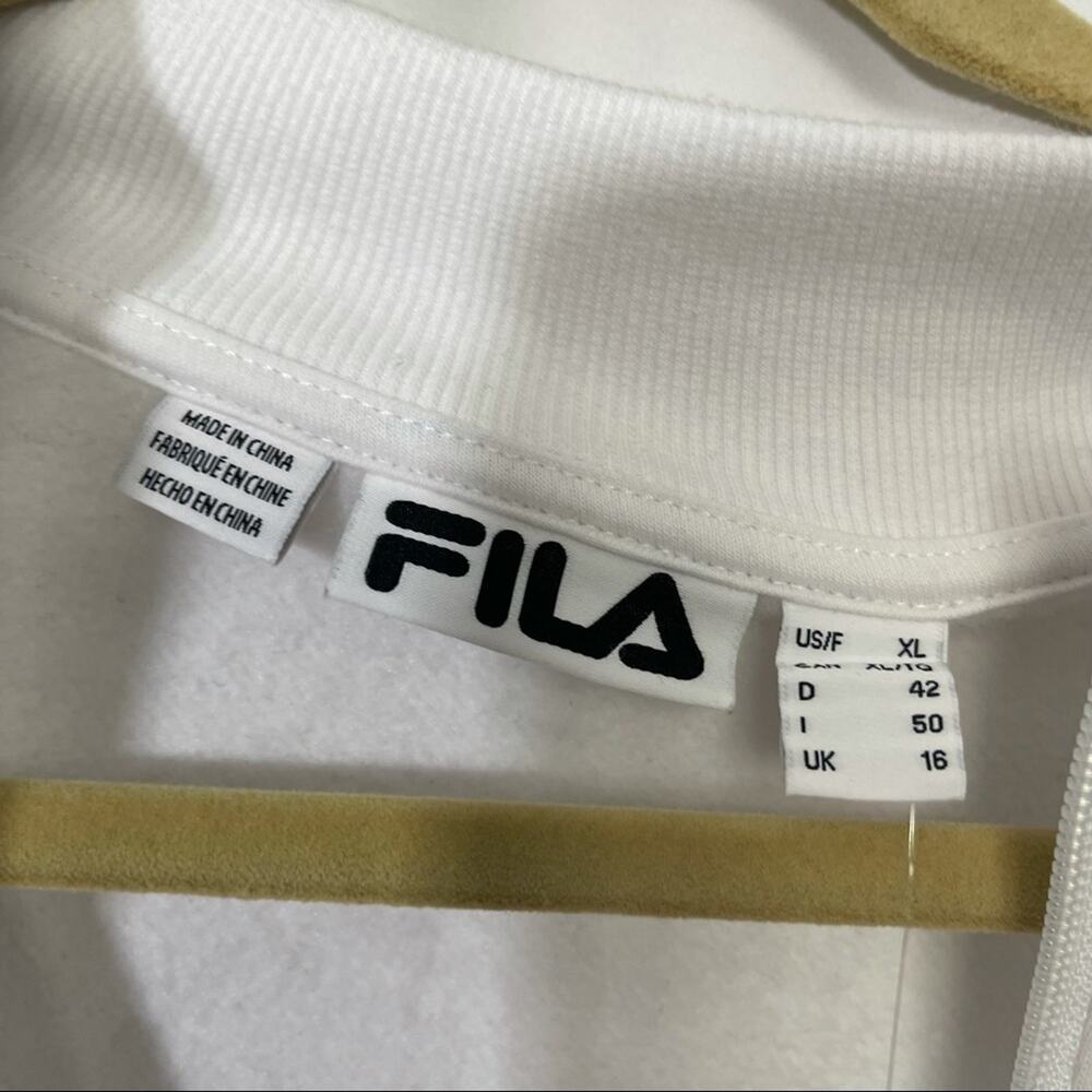 0348 NWT FILA Women's Half Zip Pullover Sweatshirt Colorblock White Blue Fleece - Picture 9 of 13
